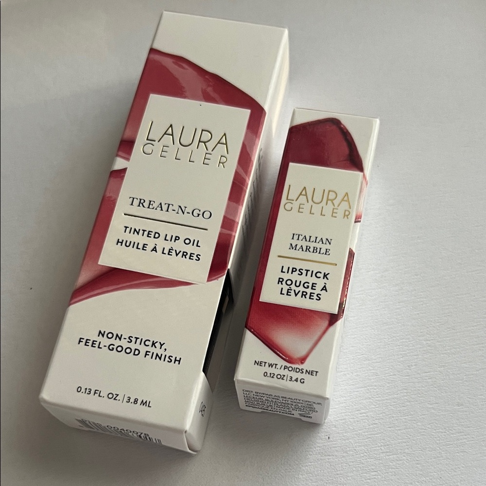 Laura Geller Treat-N-Go Tinted Lip Oil and Italian Marble Lipstick - Red